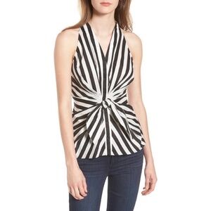 BAILEY 44 Sunshine Of Your Love Striped Shirt Top Black White Tie Waist Small